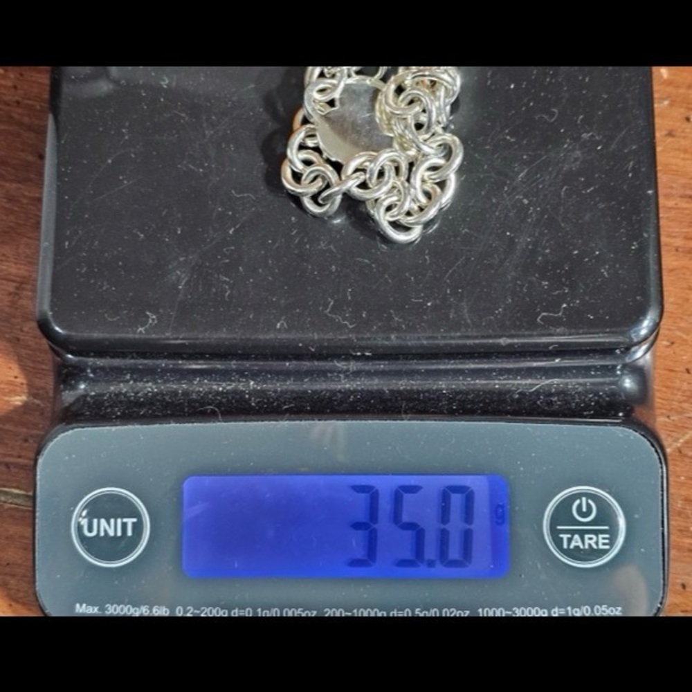 SOLD!Tiffany & Co. authenticated sterling silver chain bracelet heart charm - Picture 8 of 9